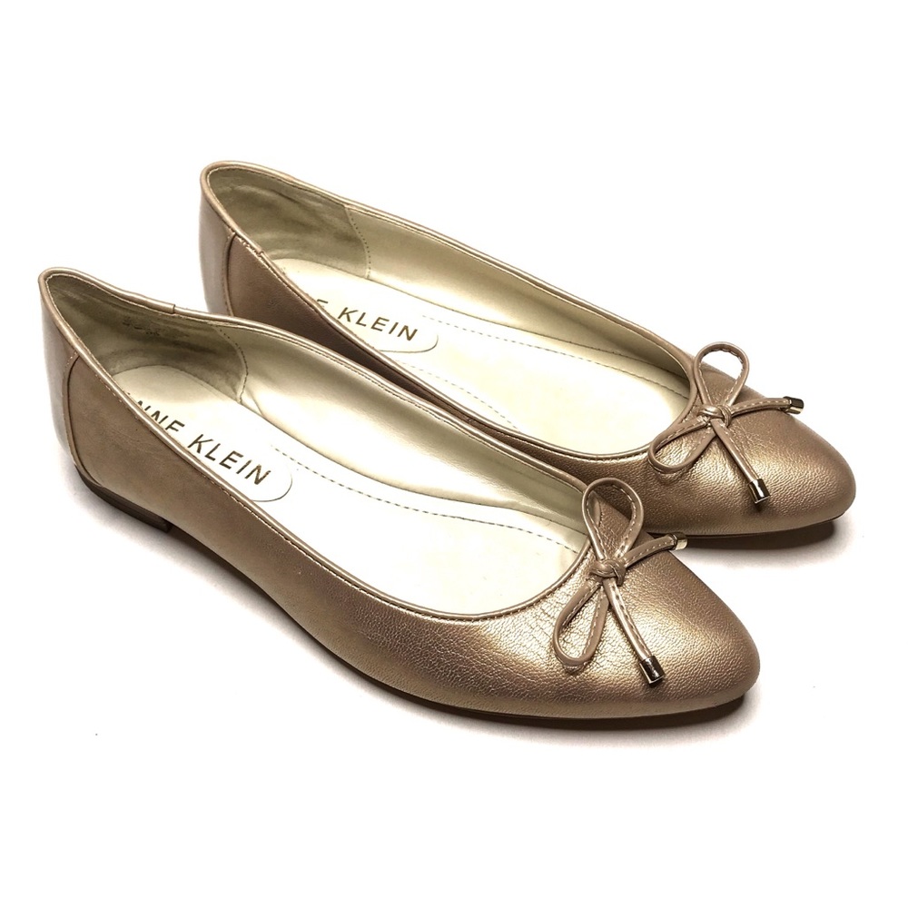 Anne Klein Odonete Gold Leather Flats Size 7.5